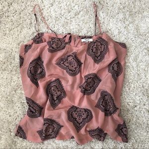 Madewell Paisley Pink Silk Tank Top XL